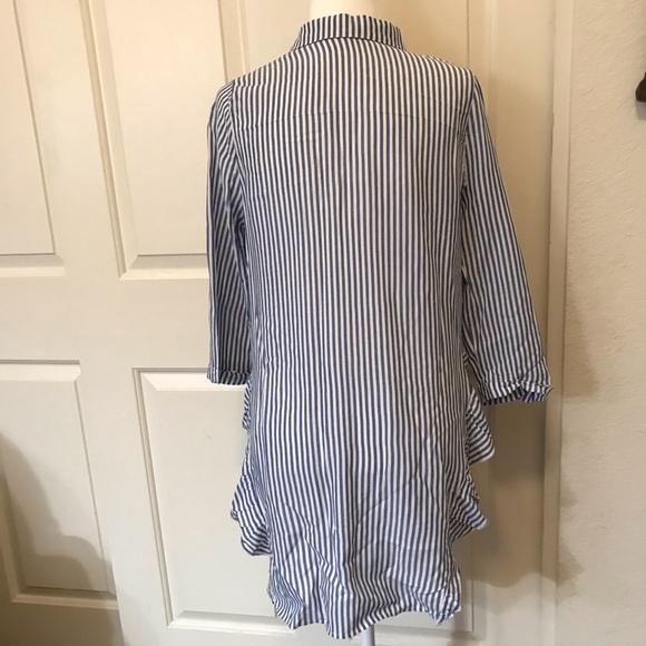 Sweet Rain Tops Sweet Rain Modcloth Striped Button Up Ruffle Hem Poshmark
